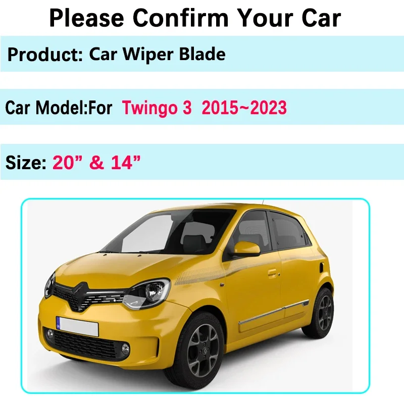 Car Wiper Blade For Renault Twingo 3 III MK3 2015~2023 2022 2021 2020 Window Windshield Strip Refill Auto Spare Part Accessories