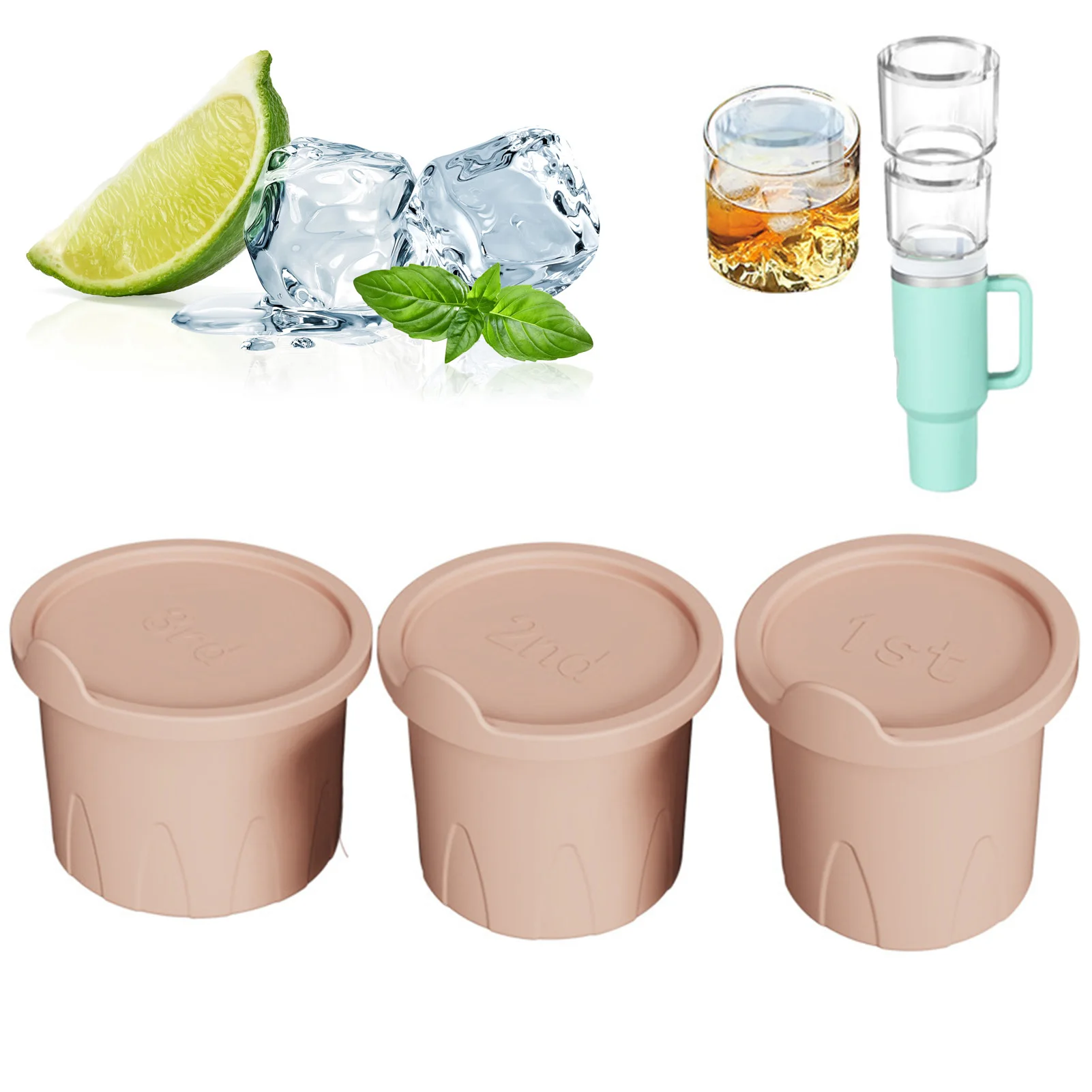 

Silicone Ice Cube Tray for Tumbler Large Hollow Cylinder Ice Mold for Chilling Coffee Cocktails Whiskey