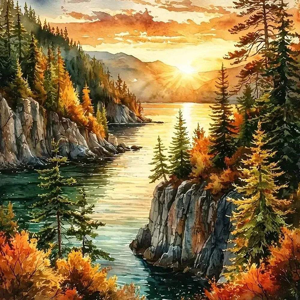 

500 Pieces Jigsaw Puzzle Sunset River Jigsaw Puzzle Educational Toy for Kids Children 's Games Christmas Gift