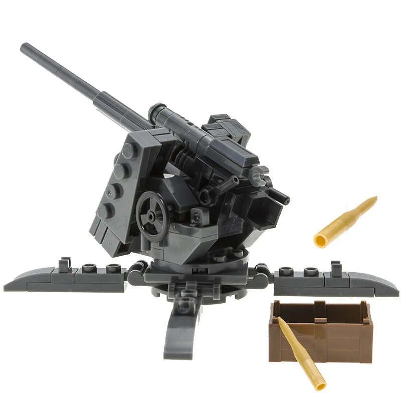 MOC-bloques de construcción de pistola de aterrizaje de Normandía, accesorios de figura de arma militar, modelo de vehículo tanque, juguetes creativos ensamblados para niños