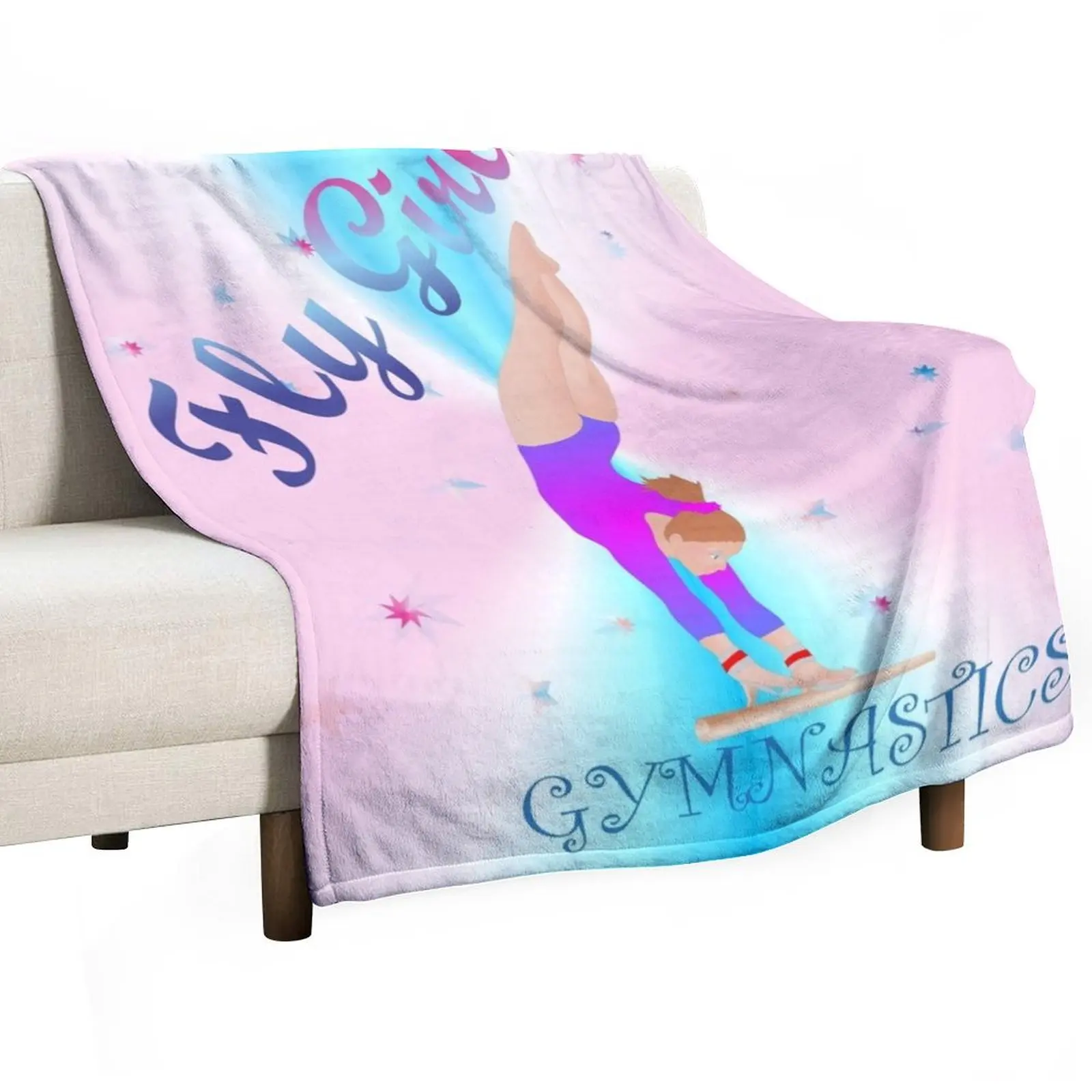 Gymnastics - Fly Girl with Background Throw Blanket warm for winter for babies Blankets