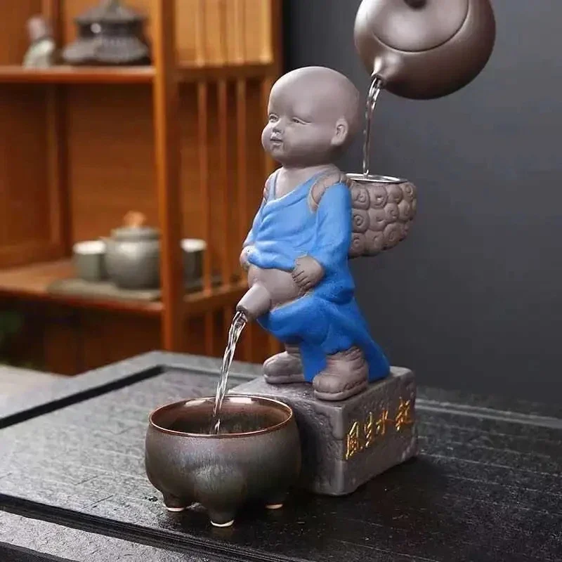 Water spray urine child purple sand tea pet ornament boutique can raise creative little monk tea play piece