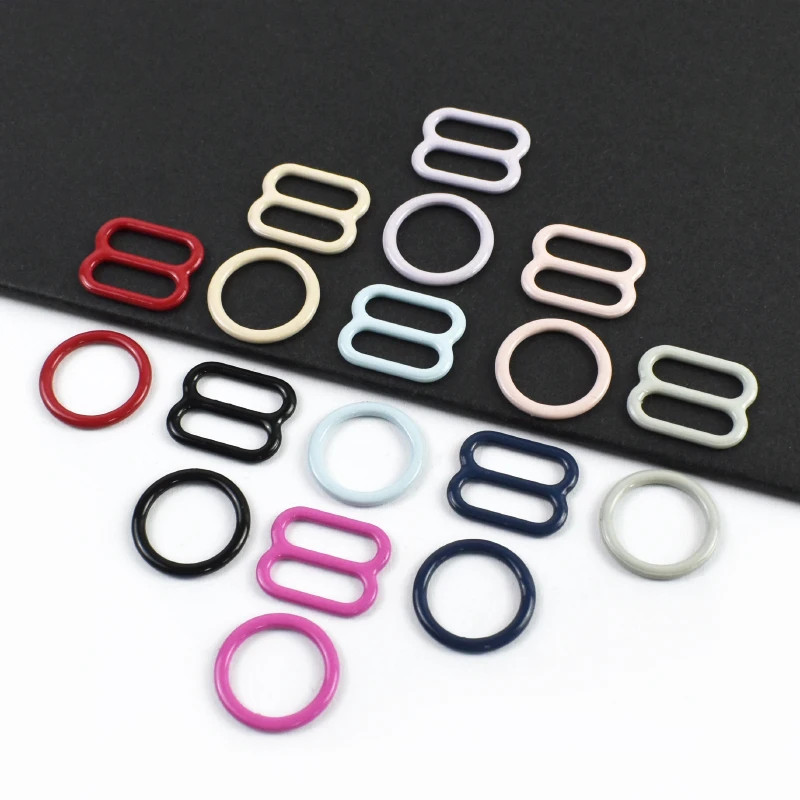 20-100Pcs Meetee 8 Shape Bra Buckles 10mm O Ring Metal Adjuster Sliders Webbing Strap Carabiners