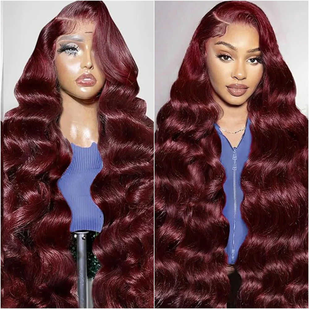 

13x6 HD Lace Front Wig 99J Burgundy Colored Human Hair Wig 13x4 Body Wave Human Hair Wig Brazilian Transparent Lace Frontal Wigs