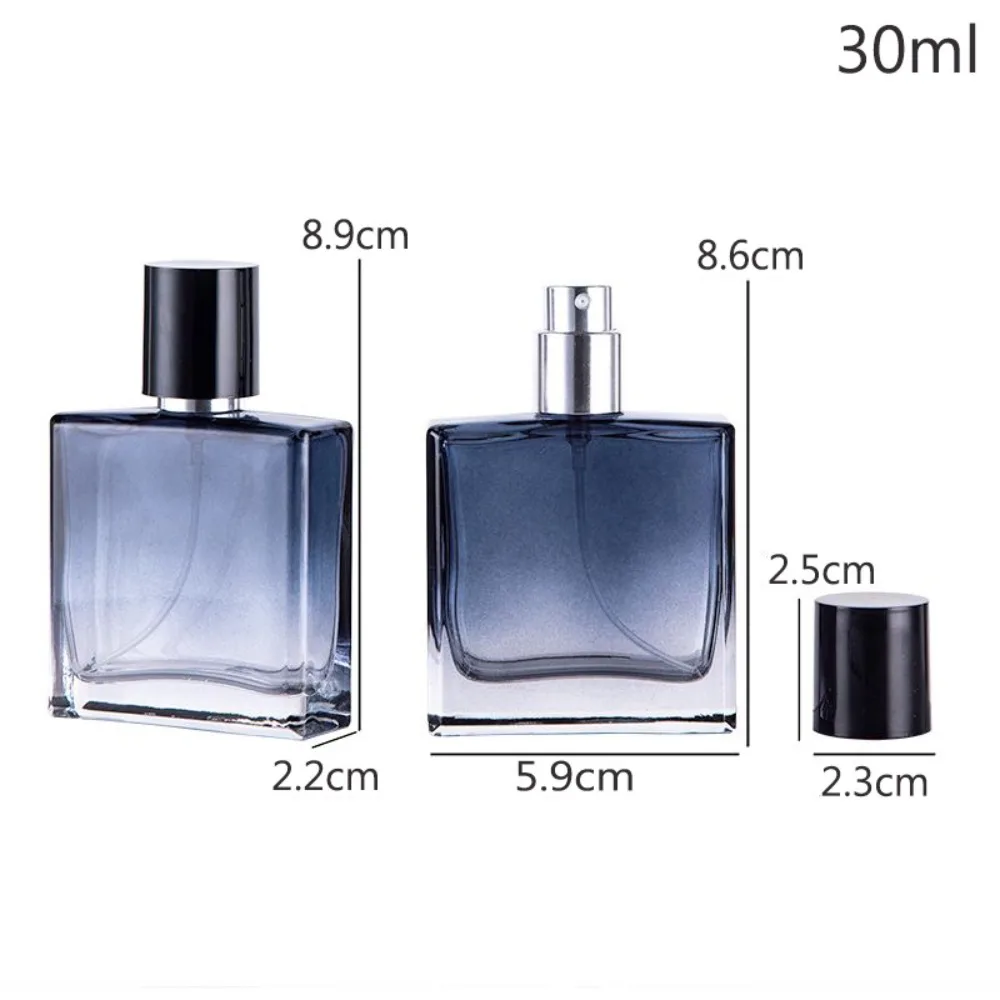 30/50/100ml Perfume Bottle Square Gradient Colorful Glass Empty Pump Spray Refillable Cosmetic Container Portable Spray Bottle