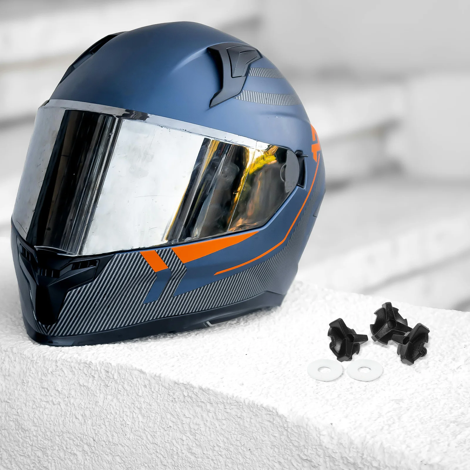 3 pçs parafusos de substituição conjunto parafuso durável para futebol hóquei motocicleta viseira kit reparo com porcas juntas borracha ferramentas