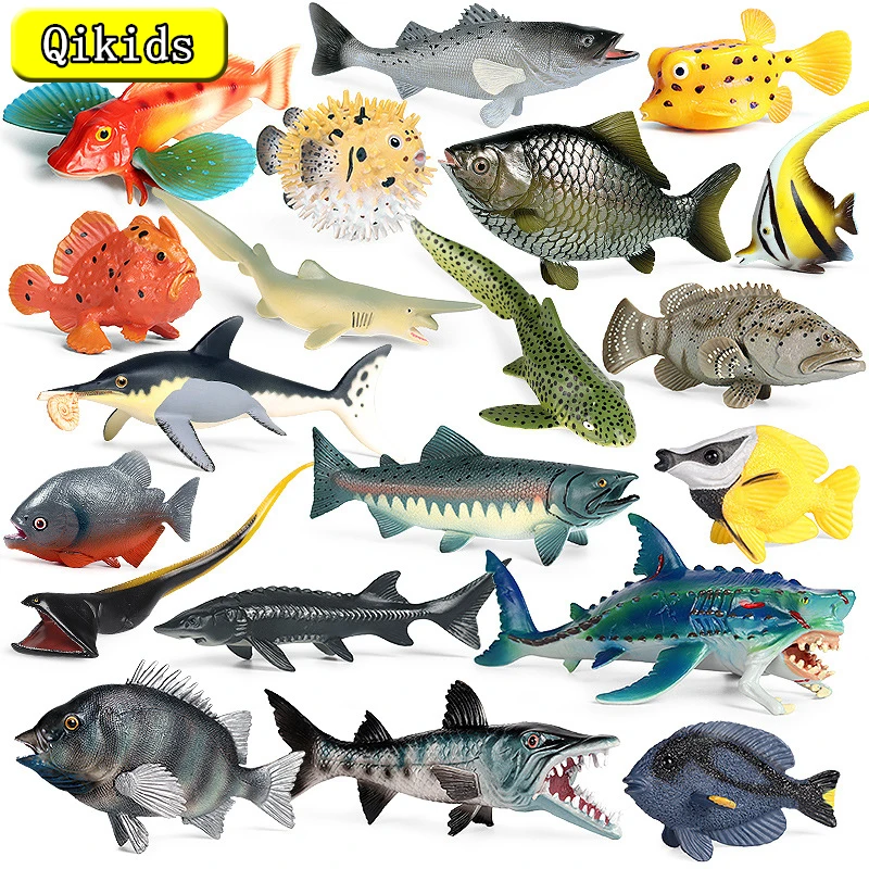 New Ocean Sea Life Simulation Animal Model Diver Flounder Tuna Grouper Tropical Fish PVC Action Toy Figures Kids collection Toys