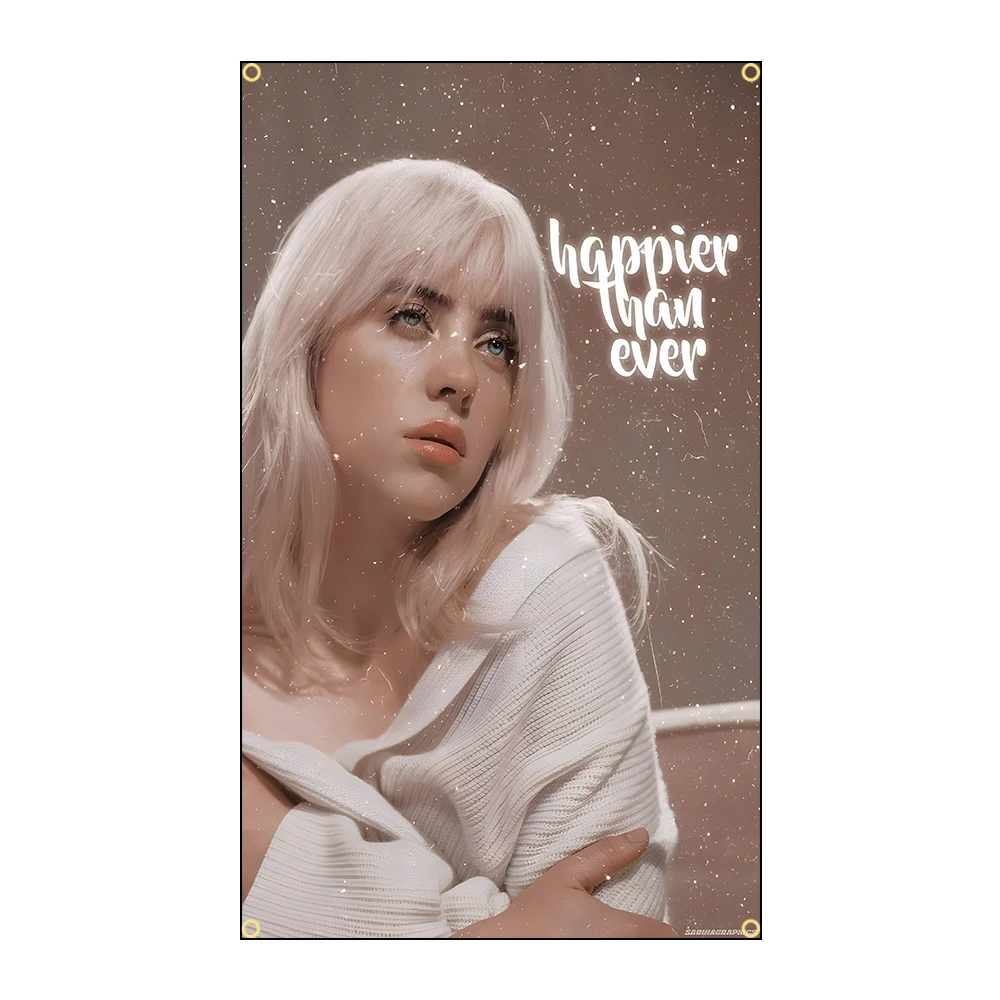 لافتة طباعة رقمية من البوليستر بطول 3 × 5 أقدام سعيدة من أي وقت مضى لتزيين نسيج جدار غرفة النوم