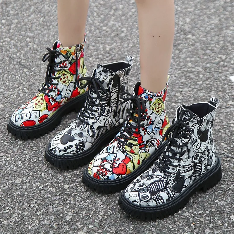 2026 Women's Boots Fashion New Graffiti Casual Plus-Size Women's Shoes