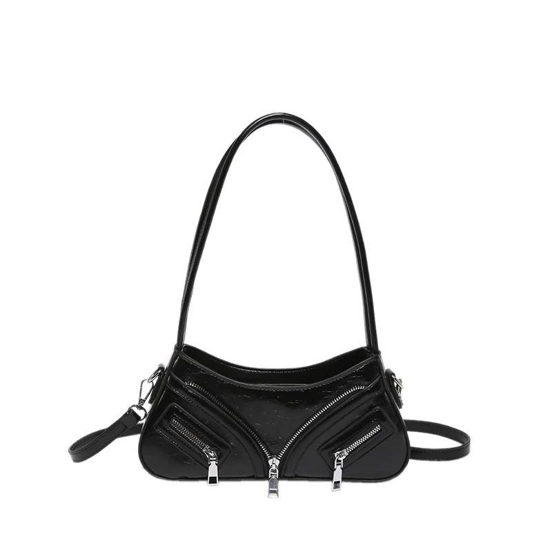 

Y2k Crossbody Bag Zipper Decor Small Messenger Bag PU Leather Shoulder Purse Trendy Cool for Women Girls