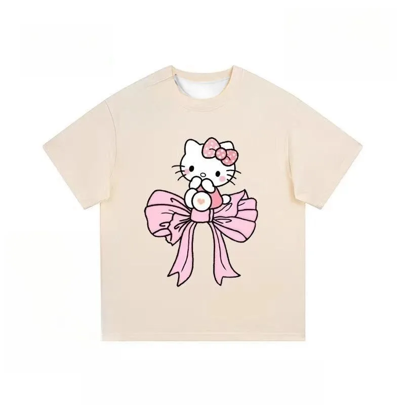 New Hello Kitty Quick Drying Short Sleeve, Round Neck Casual Cartoon Anime 3D Printed T-shirt