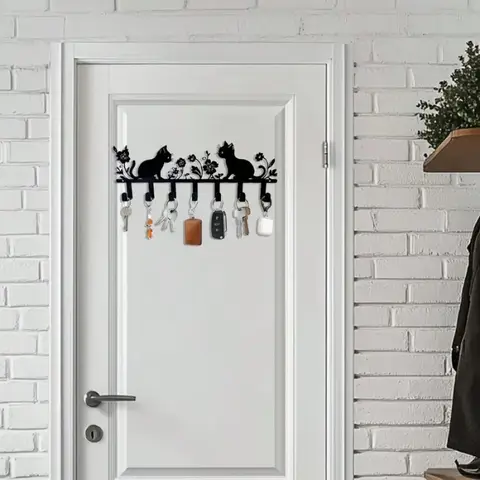 1PC 고양이와 꽃 키 체인 금속 벽 마운트 후크 유행 옻칠 마감 생활 욕실 휴대품 보관소에 이상적 Best5