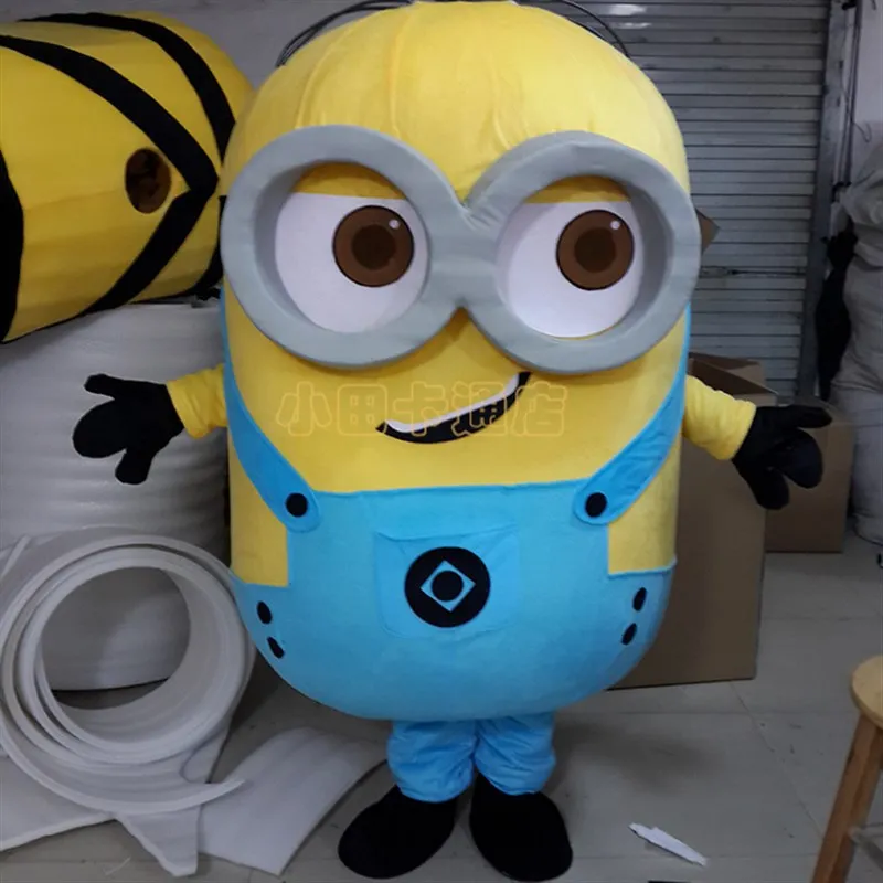 Niedliches Mini-ons Gelbes Monster Maskottchen-Kostüm Heißer Charakter Erwachsenen-Cosplay Karneval-Party-Kleid Anzug Halloween-Aktivität Performance