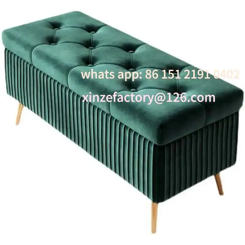 

Customizable Designer Velvet Ottomans Home Furniture Modern Entrance Shoe Changing Stools for Living Room Bedroom Bed End Stool