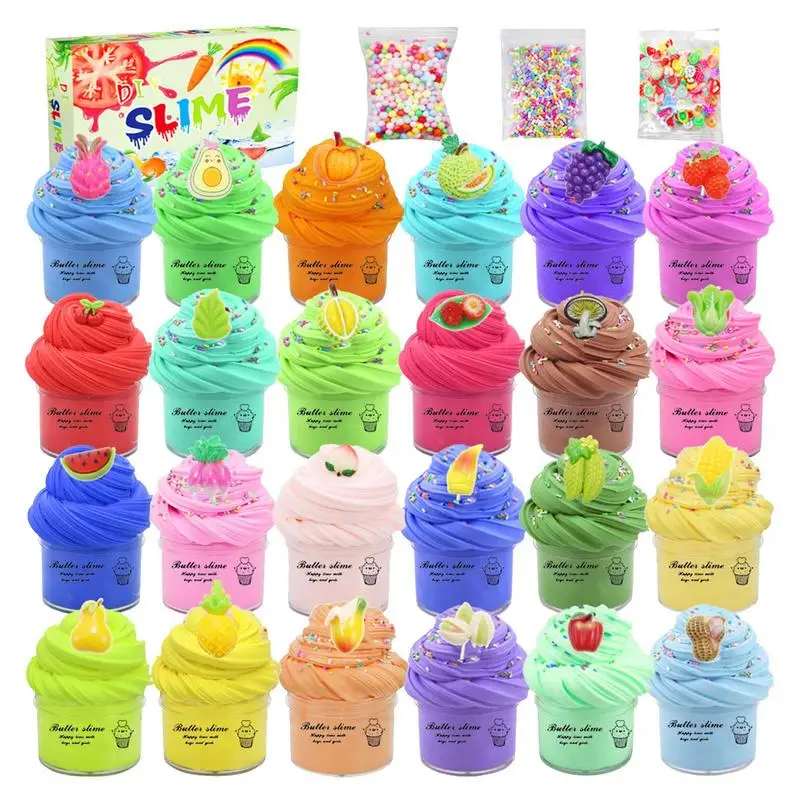 Kit di slime al burro fai-da-te Tema di frutta Slime di nuvole morbide non appiccicose Giocattolo profumato Alleviare la pressione Educazione Arcobaleno Regali per bambini