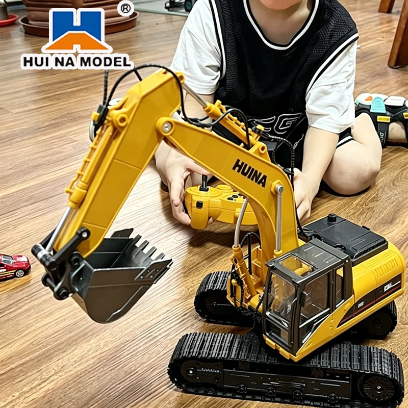 Huina1535 Remote Control Excavator 1/14 Engineering Vehicle 2.4Ghz RC Car 15 Channel Truck Car Model Kids Boys Toys Kids Gift