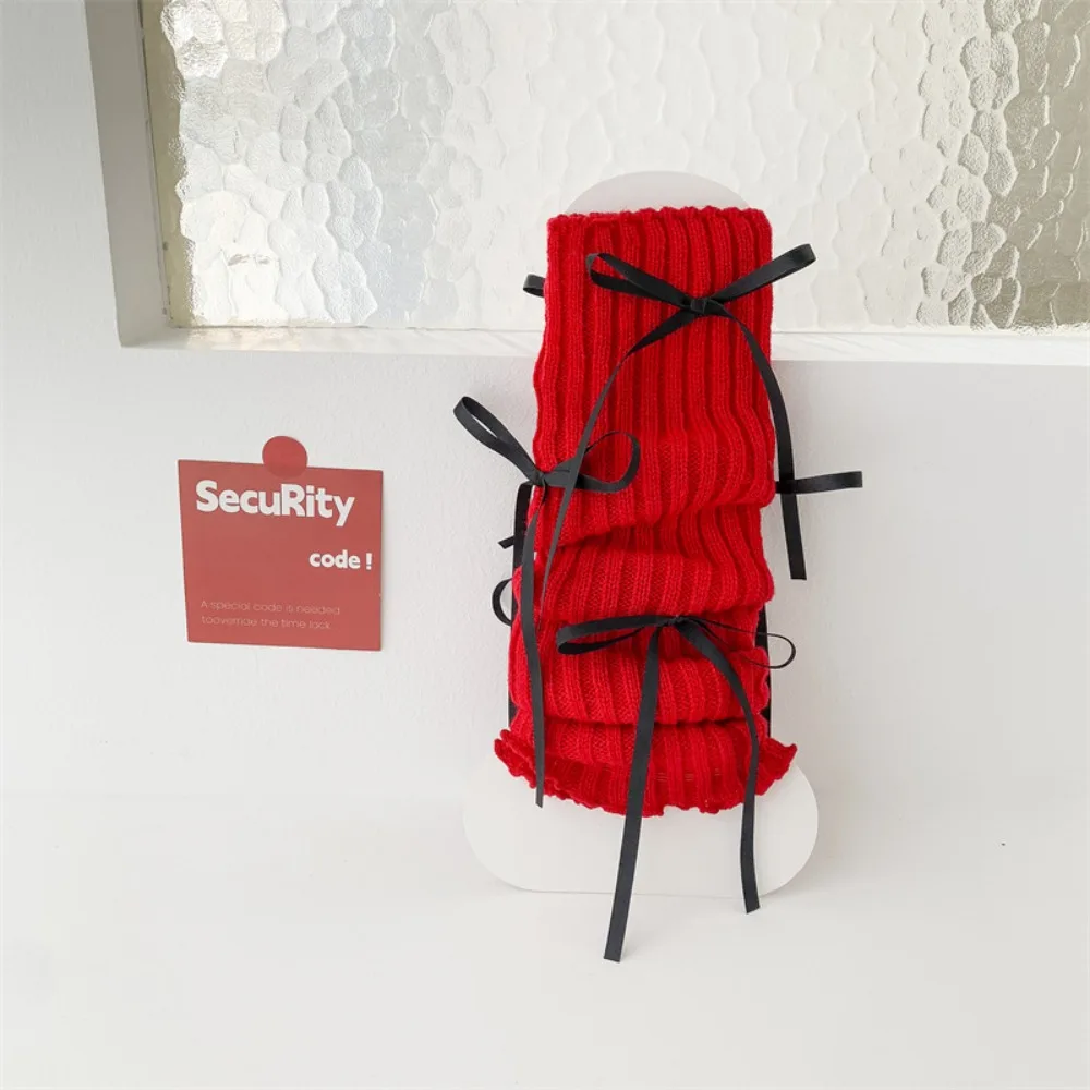 

Милые японские новогодние красные носки Y2k, балетные рождественские гольфы в стиле Лолиты, теплые вязаные носки с бантом, осень-зима