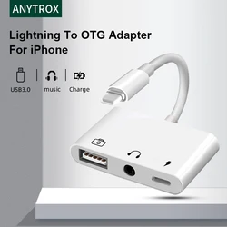 Lightning to USB 3.0 OTG Camera Adapter/Cable Cord with Charging Support 3.5mm Aux Audio