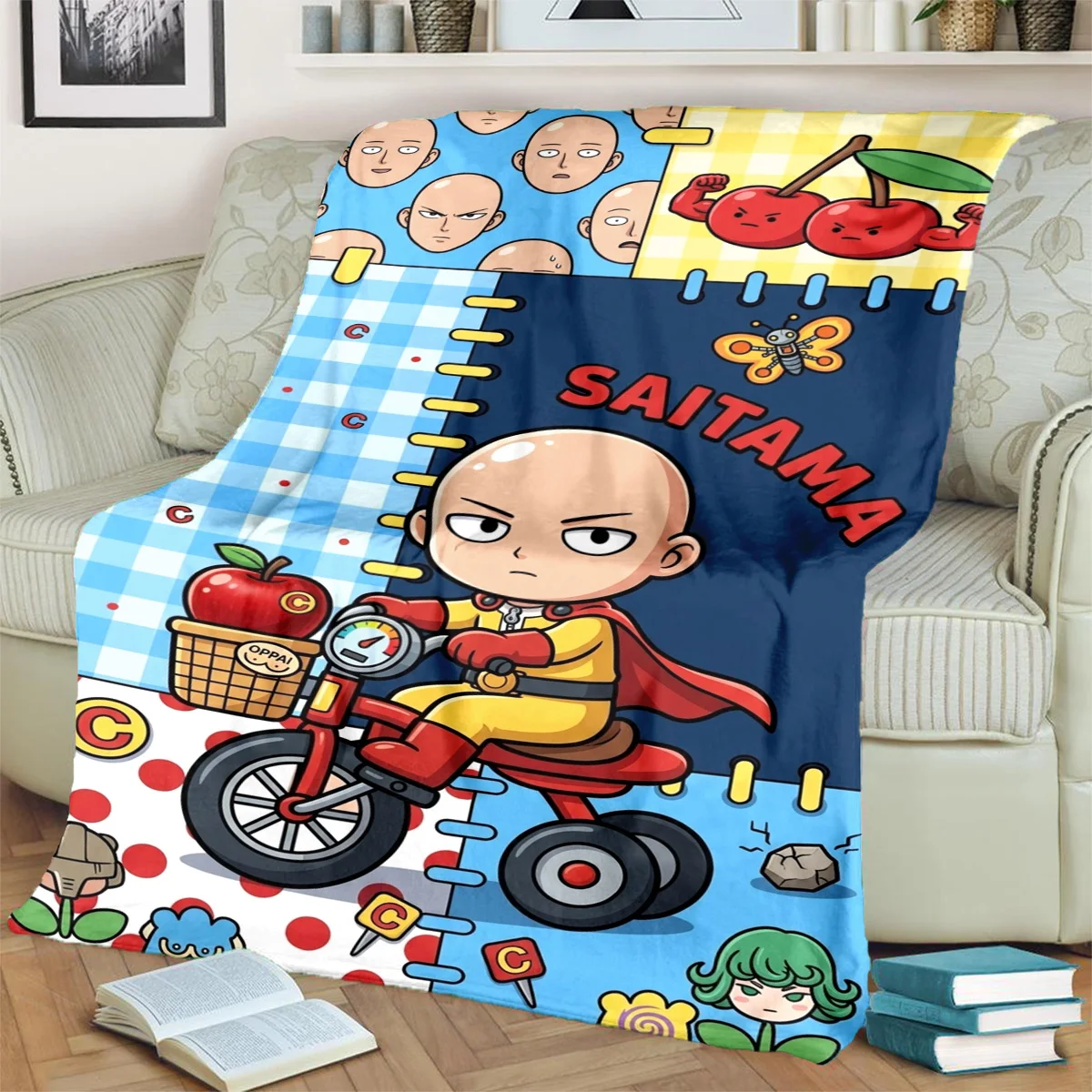One-Punch Man Warm  Comfortable Flannel Blanket  Print for Picnics, Travel, Chairs, Beds, Sofas, Bedrooms-kwq169
