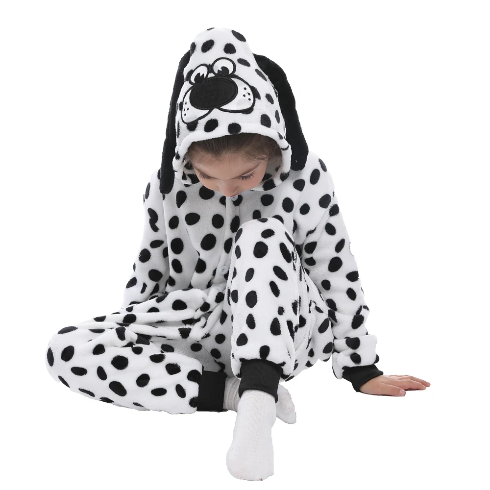 4 6 8 10 12 Years Children Kigurumi Pajamas Cartoon Flannel Panda Dog Jumpsuit Boy Girl Warm Clothes Baby Playsuit Kid Onesie