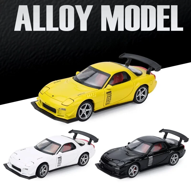 

1:32 RX-7 FD3S Alloy Diecast Sports Car Model Toys Simulation Vehicles with Sound Light Pull Back Toys Car for Boys Gift