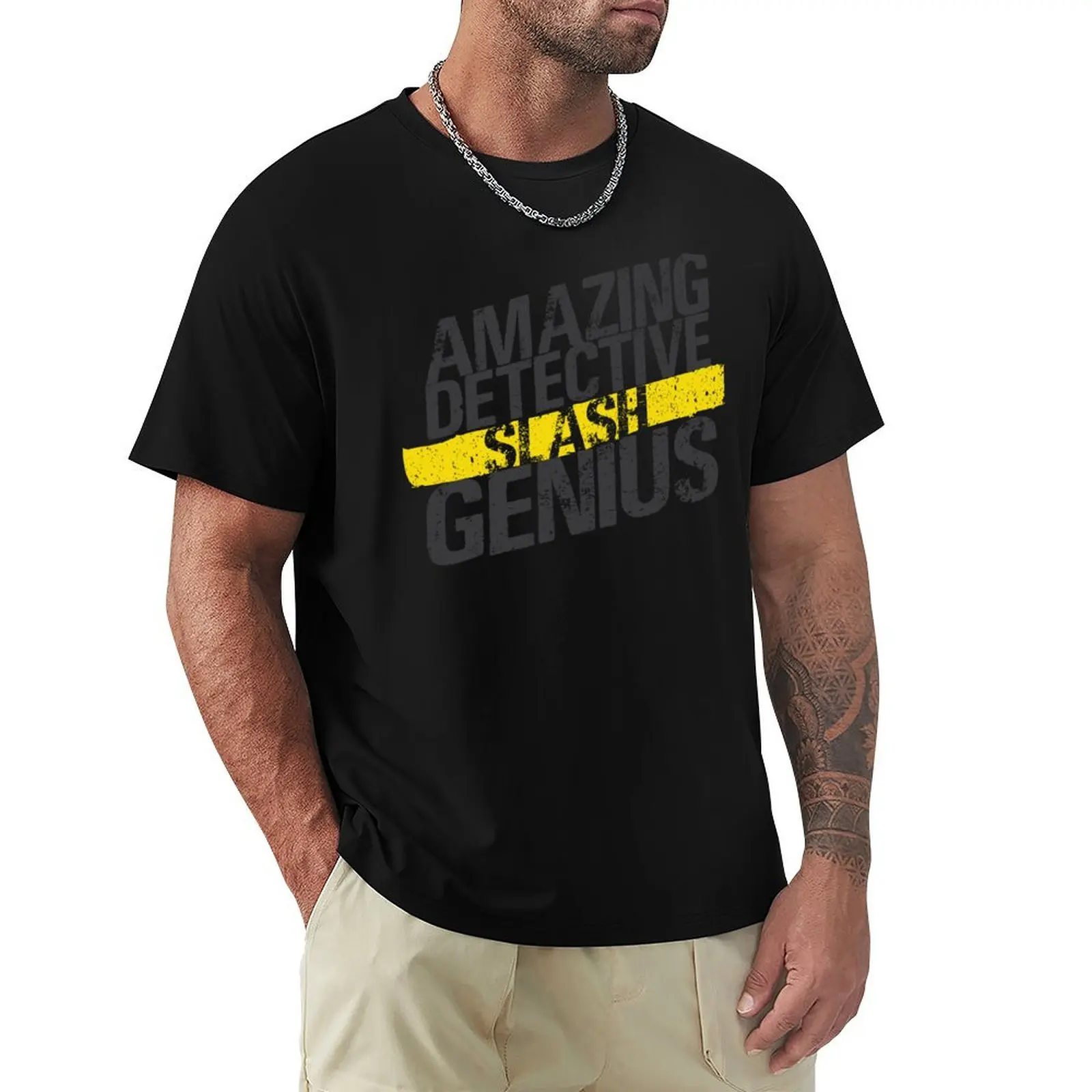 Amazing Detective SLASH Genius Reversed T-Shirt Simple Line Art Print Tee