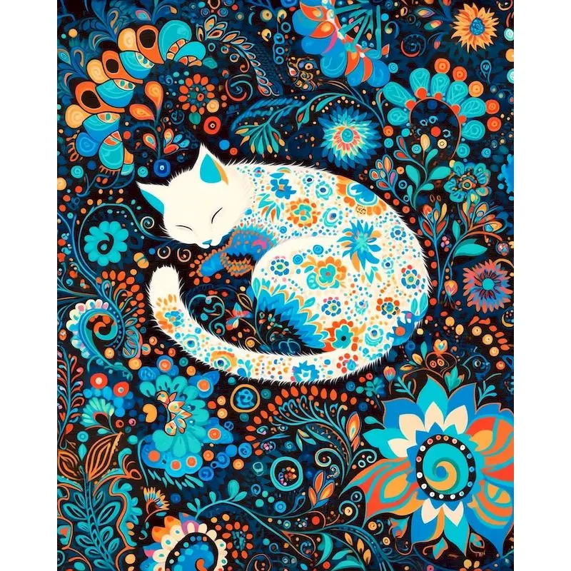 GATYZTORY Pintura por Números de Gato em Tela, Kit de Pintura Acrílica de Animais, Pintura por Números