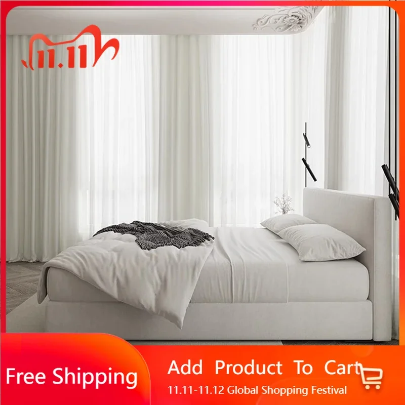 

Storage High Quality Bed Minimalist Light Luxury European Apartment Confortable Bed Modern Trendy Cama Solteiro Hotel Furniture