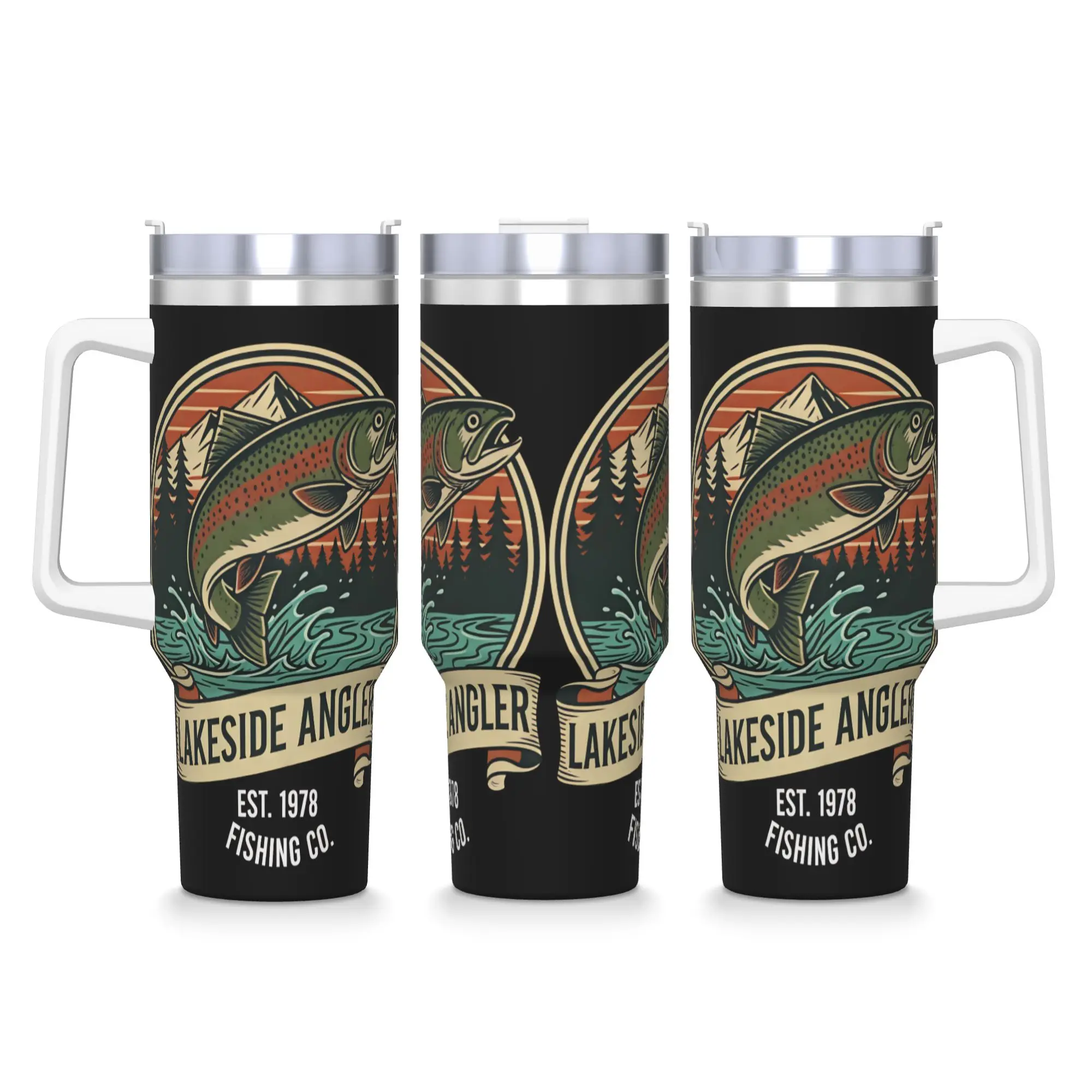 Fly Fishing Tumbler  Cold and Hot Water Bottle Insulated Stainless Steel Coffee Mug Custom Camping Mugs Cup