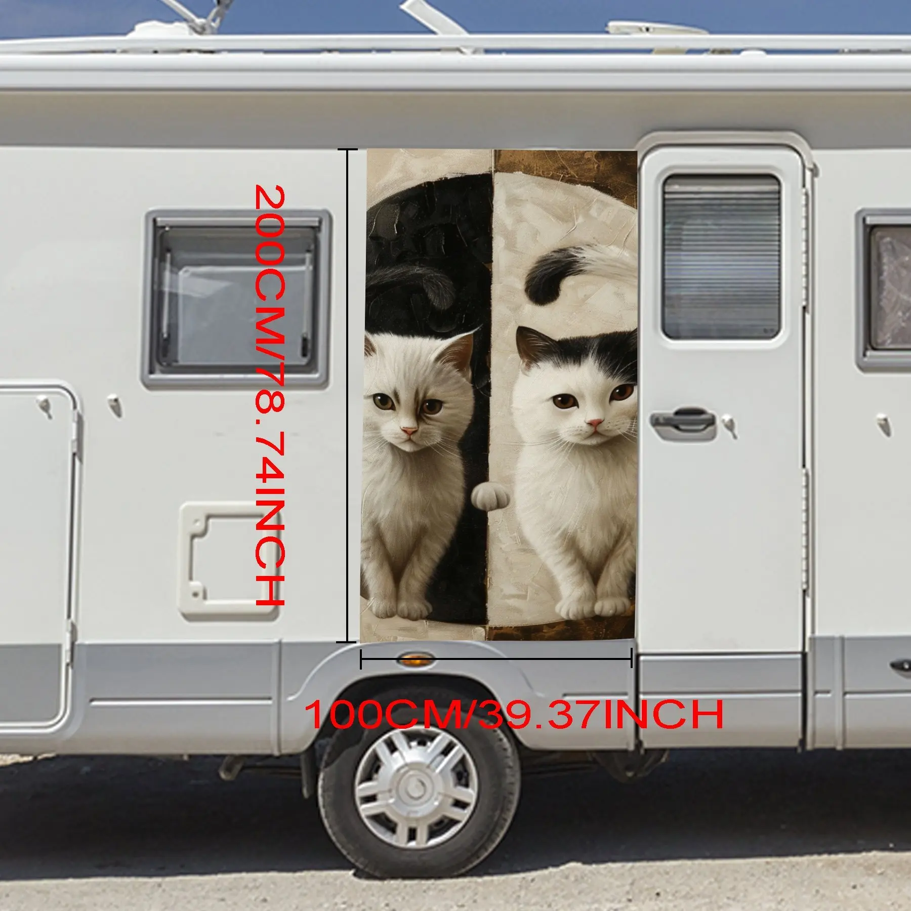 Adorable Twin Kittens! Vinyl Decal for Motorhome Car Door, Waterproof Self-Adhesive Vinyl Stickers, Decoration Protection Automo