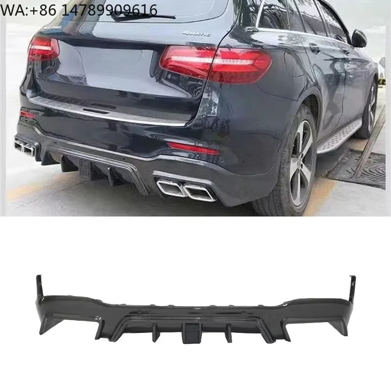 High-end Custom Body Kit For Old-to-New ConversionNew B Style GLC260 GLC300 Carbon Fiber Rear Diffuser & Bumper Lip With Exhaust