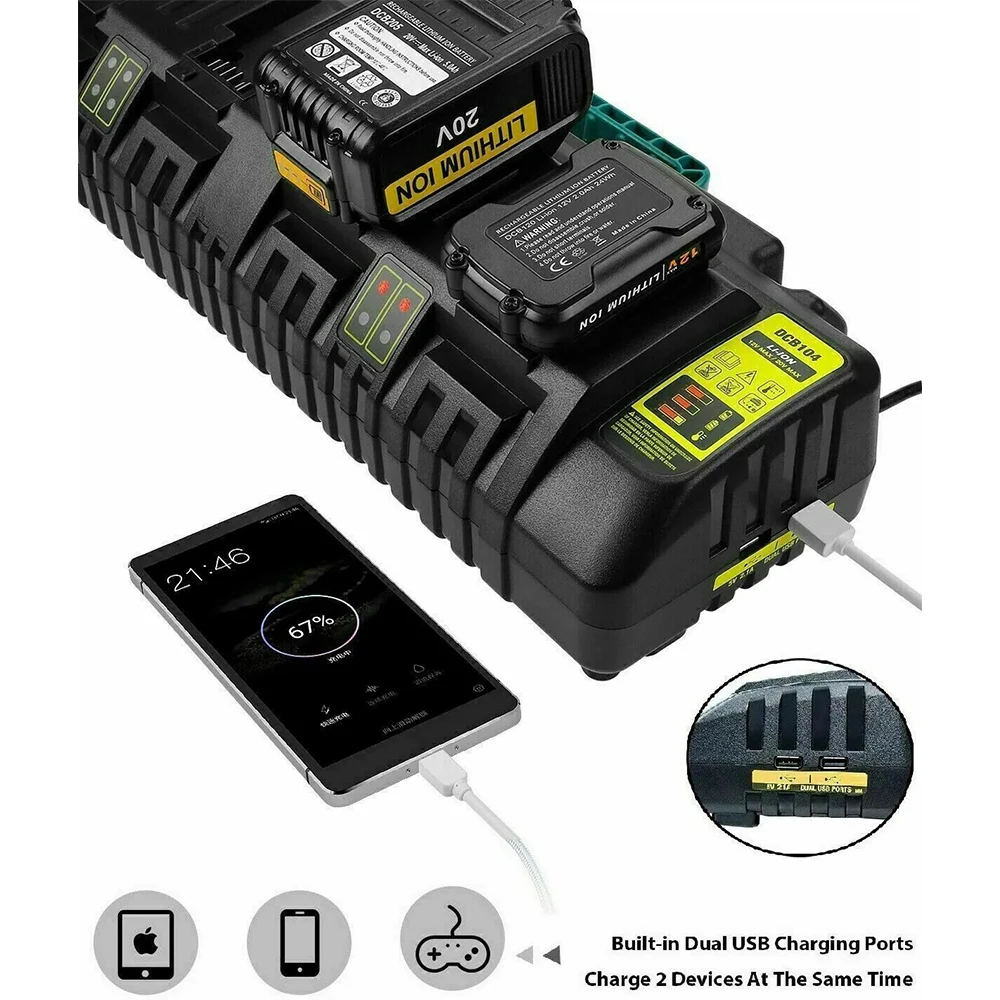 Li-Ion Battery Charger DCB104 DCB102 DCB118 DCB1418 For Dewalt 14.4V 18V 20V 60V Lithium Battery DCB140 DCB183 DCB200