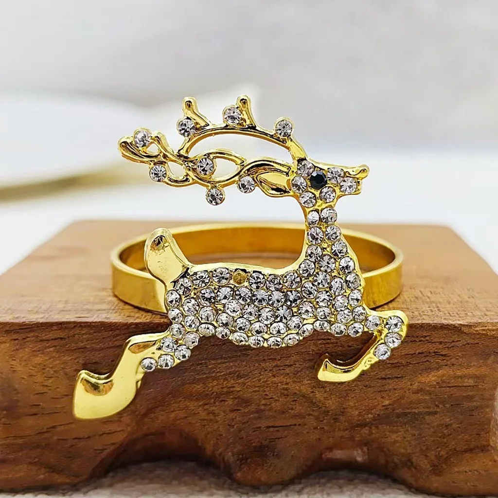  high-end Christmas Zinc Alloy Napkin Ring New Year Festive Candy Cane Bow Napkin Holder for Holiday Xmas Table Decoration