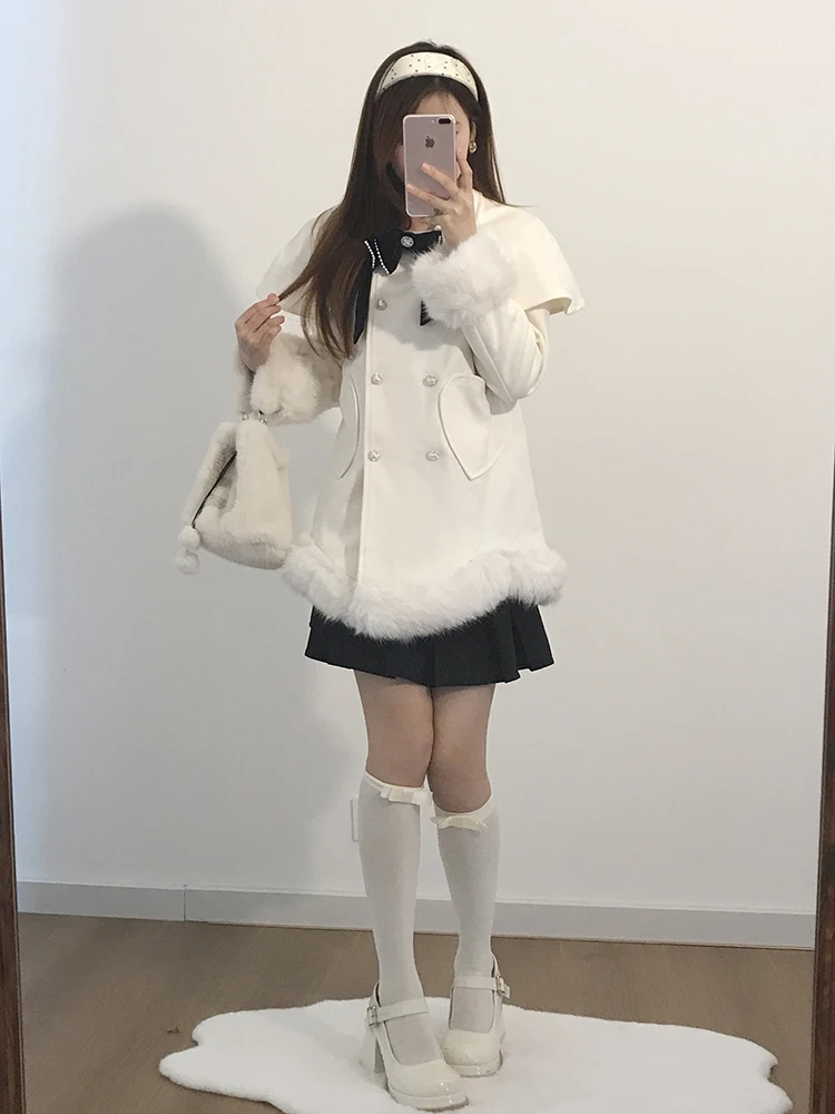 

ort Women's Woolen Coat with Bow Knot Design Winter Faion 2025 New White Color Rich Elite Sle Chinese Production