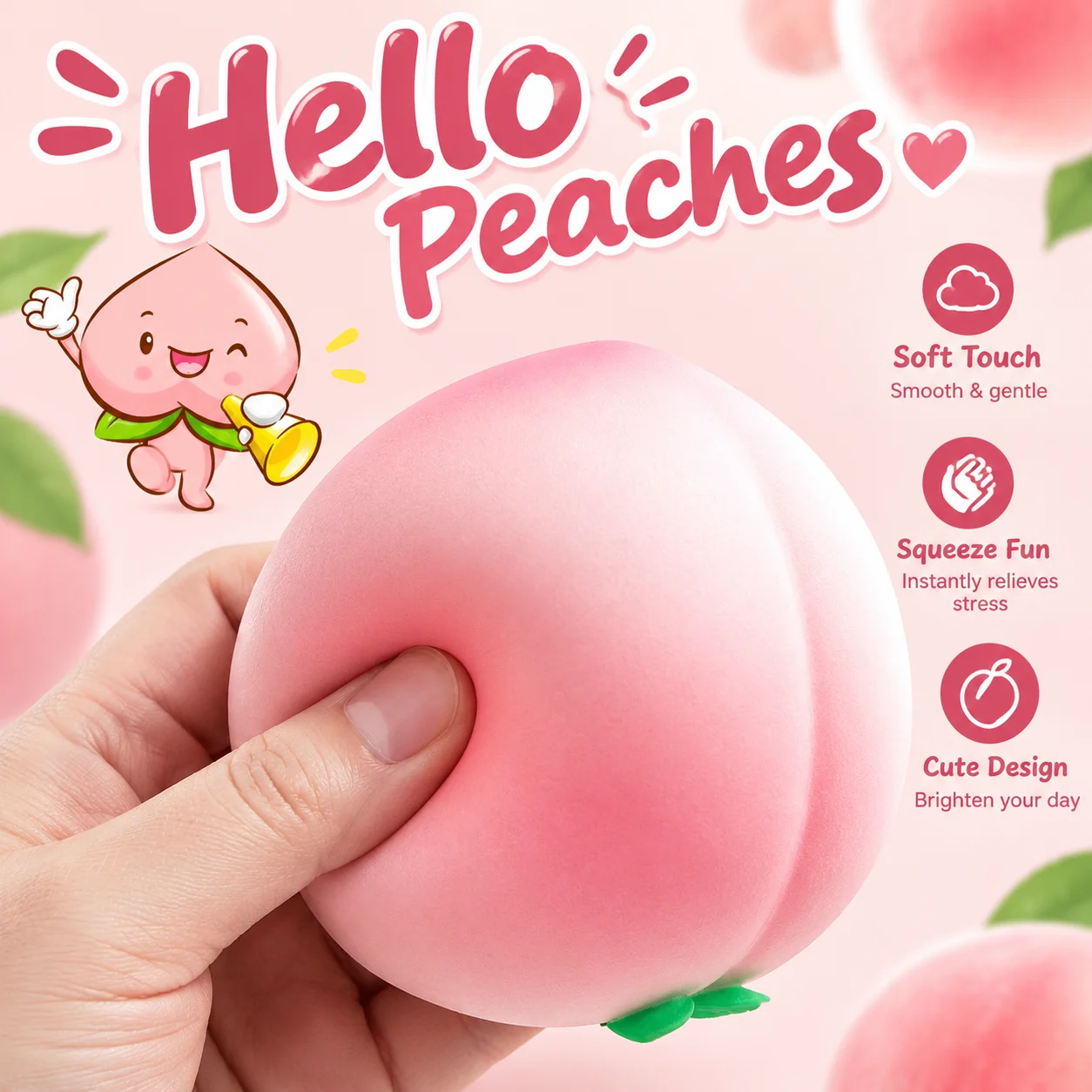 Sensory Creative Simulation Peach Squeeze Toy Stress Relief Slow Rebound Peach Stress Ball Decompression Squishy Toy Gift