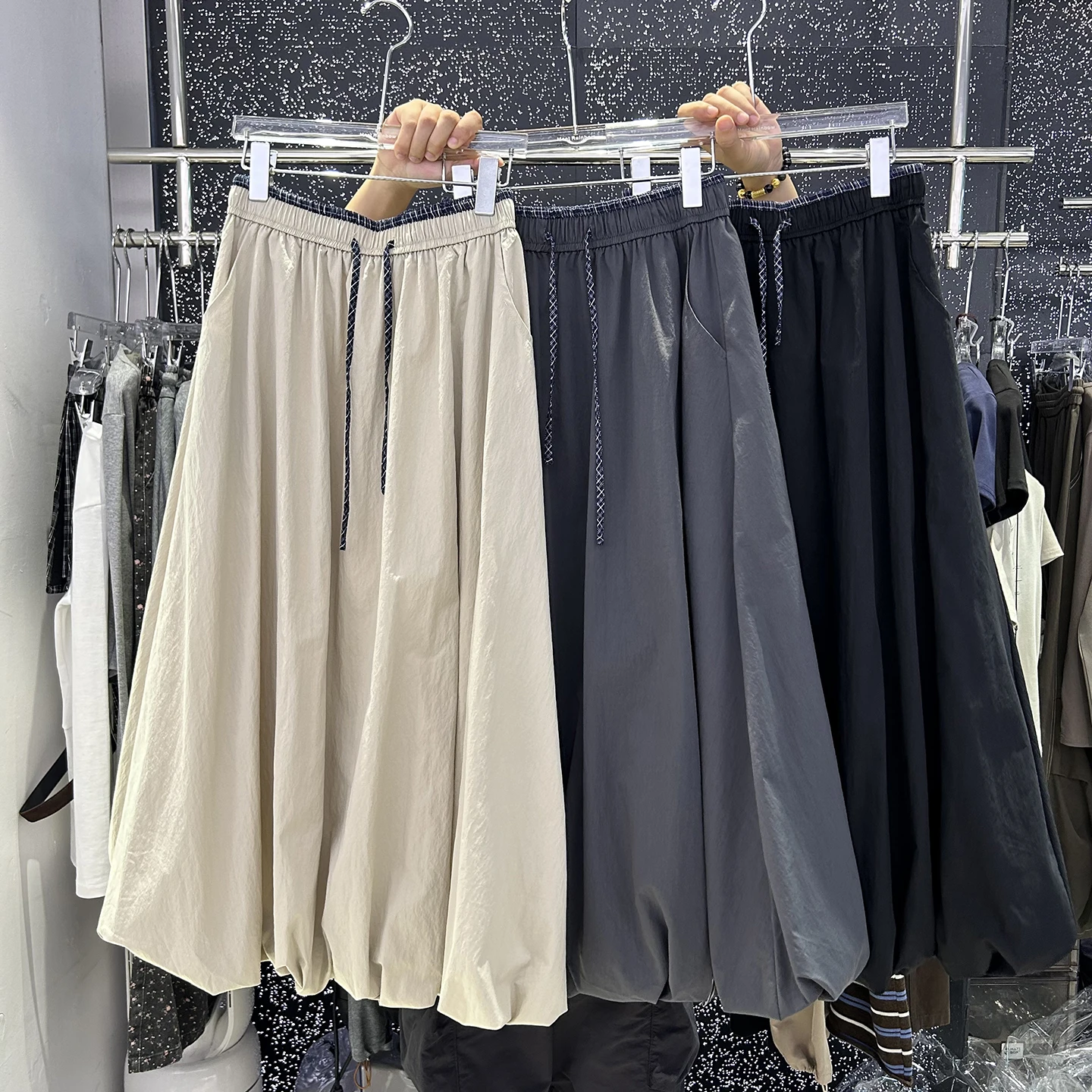 

Korean Sle High Waist Cheered Color Blo A-Line Skirt Flower Bud Slimming Younging Autumn Long Skirt for Women