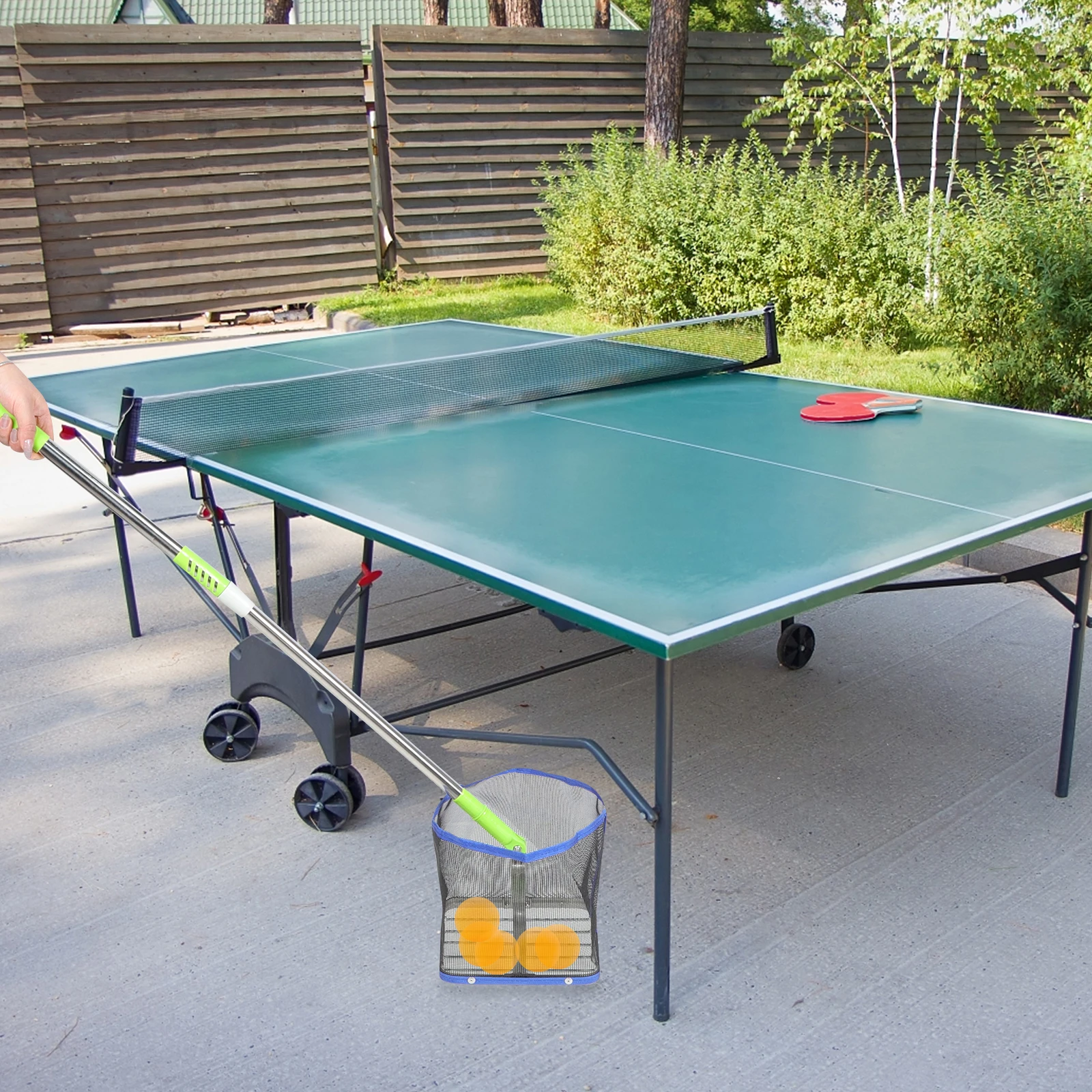 

1pc Portable Table Tennis Ball Picker Retractable Adjustable Handle Long Reach Ball Collector Large Capacity For Outdoor