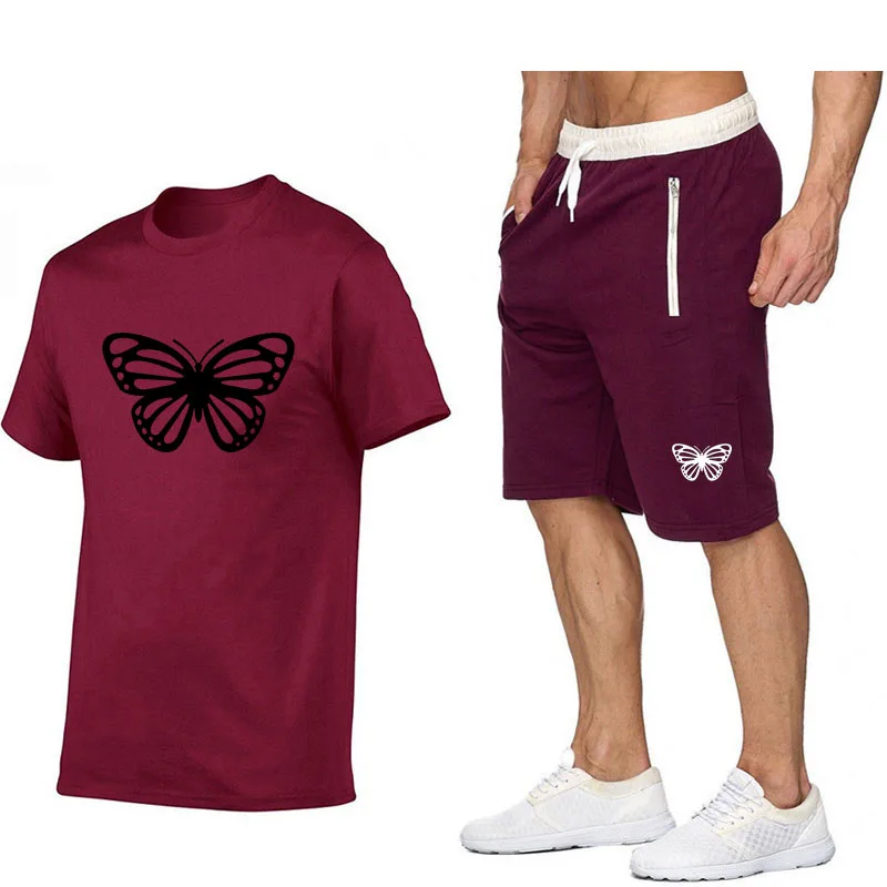 

2025 Cotton Short Sets Men Summer Mens Outfits 2 Peice Set Mens Suits Tshirt Shorts Grm Sportswear Jogging Sport Suits Men