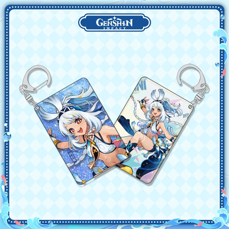 

Genshin Impact Mualani Self made acrylic card Double Flash Badge key chain Transparent card Six piece set Bulk Order Gift