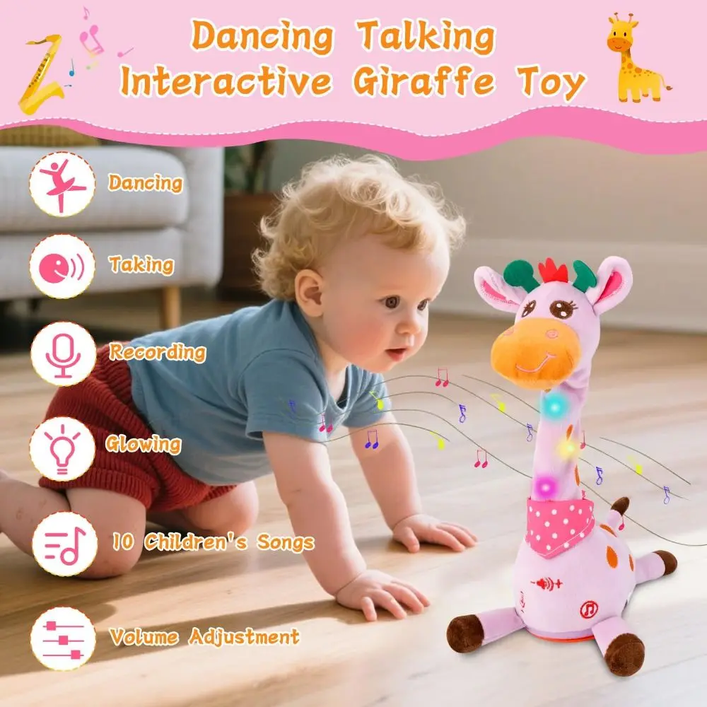 Repeating What You Say Dancing Talking Giraffe Adjustable Volume with 10 Songs Animal Musical Swaying Dancing Giraffe Gifts