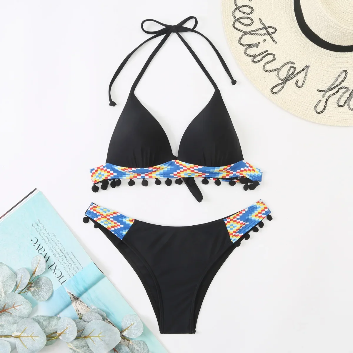 Sexy Women Push Up Bikini Set Women Halter Printed Split Swimsuits Two Piece Bathing Suita Bathers Swimwear