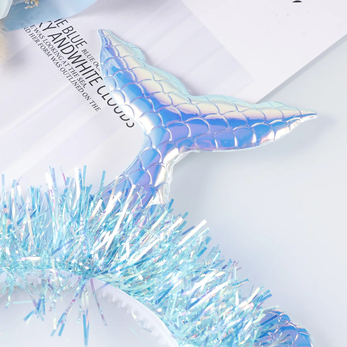 

1 шт., синяя повязка на голову с русалкой, ракушка, морские цветы, детский обруч для волос, костюм, аксессуар для вечеринки, дня рождения, фестиваля