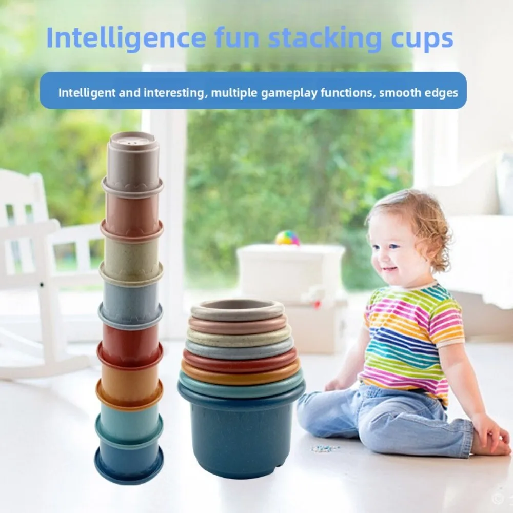 Childrens Wheat Straw Multi Color Stackable Cups Fun Learning Toy for Toddlers and Infants Home and Classroom Use 124