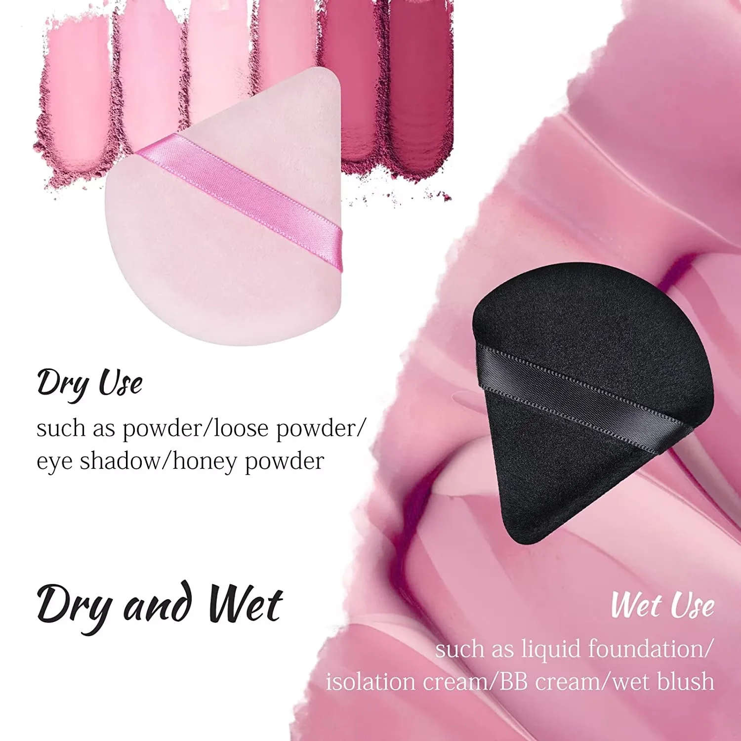 5Pcs Triangle Makeup Sponges, Soft Washable Facial Applicators, Beauty Tools for Foundation and Concealer