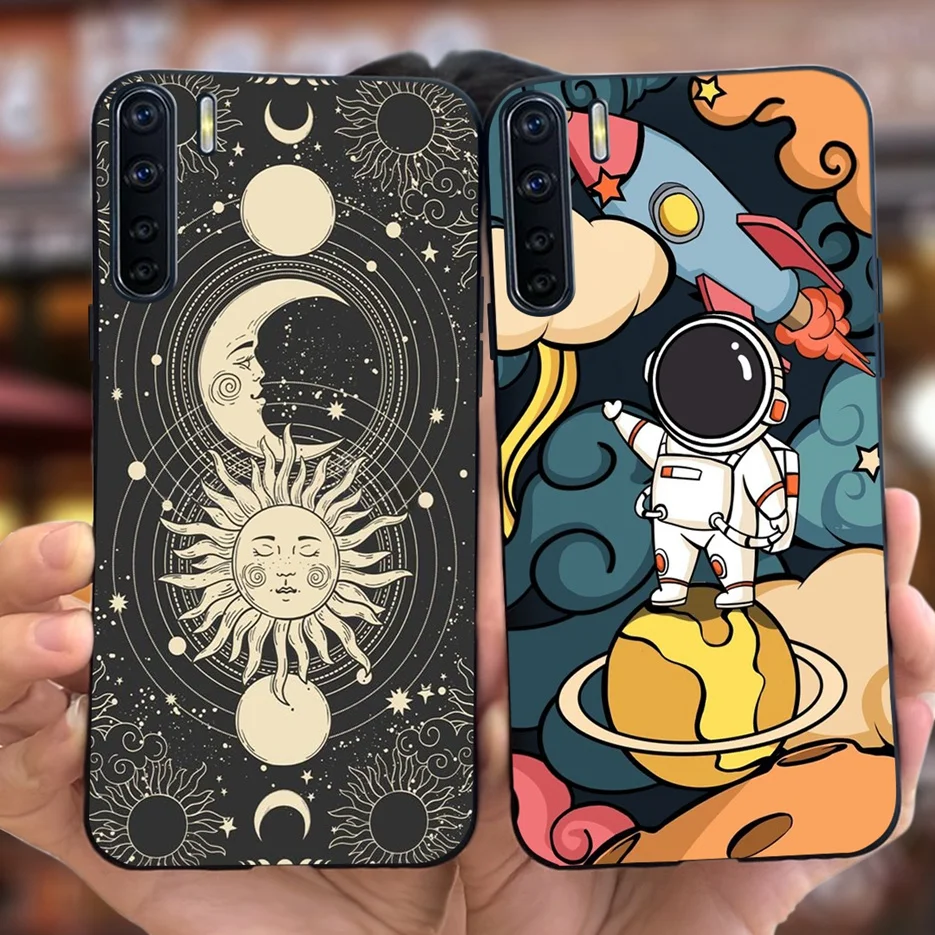 For Oppo A91 Case Oppo Reno3 CPH2043 Cute Astronauts Cartoon Cover Soft TPU Phone Case For Oppo F15 Reno 3 OppoA91 Fundas Bumper