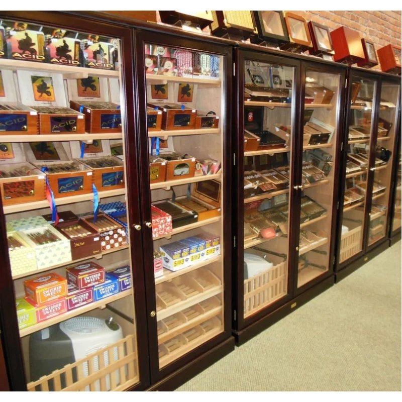 Custom, High Quality Smoke Store Fixture Smoke Store Display Cabinet Wood Humidors for Cigar Display