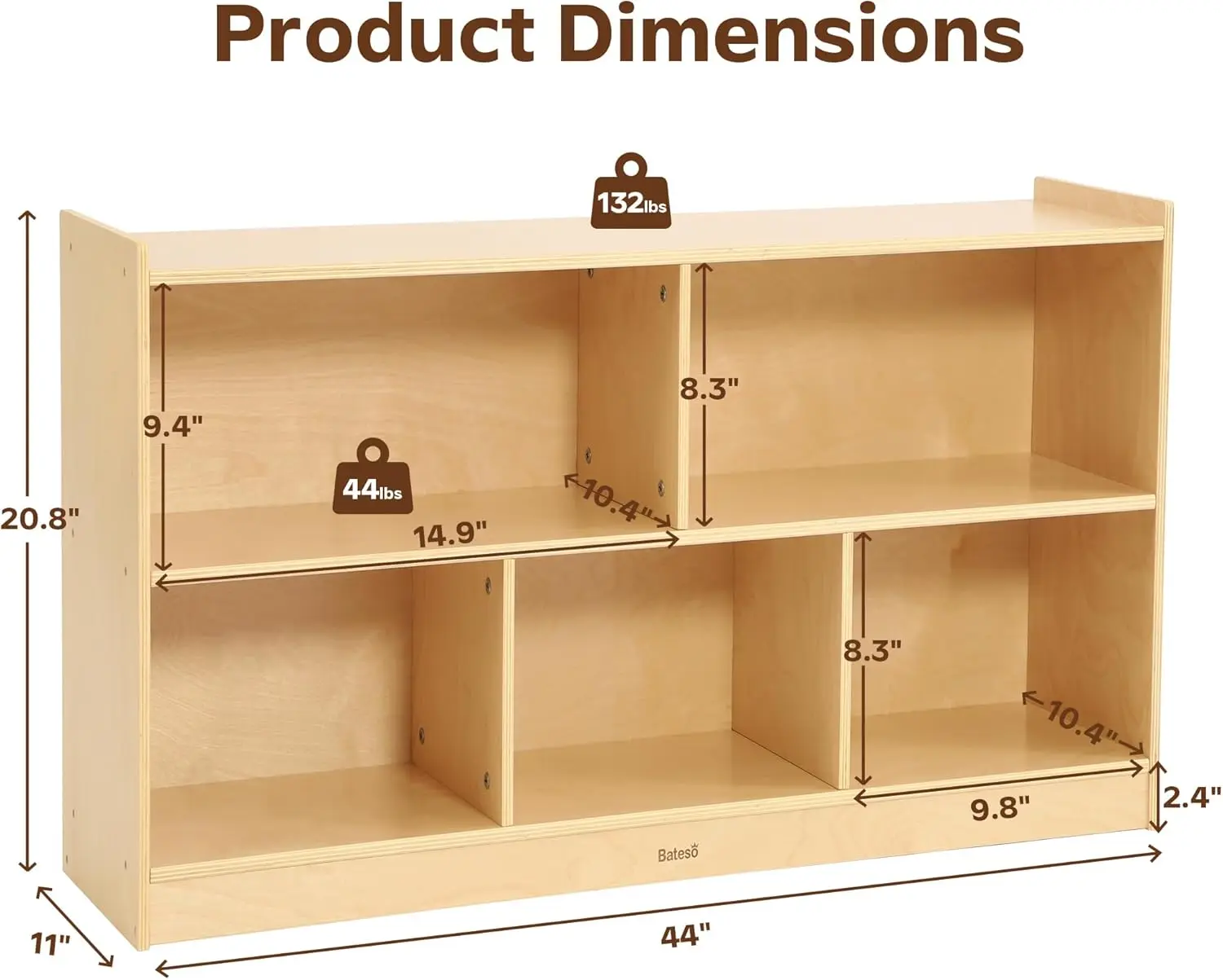 Grande organizador de armazenamento de brinquedos para crianças, armário de armazenamento de brinquedos de madeira de 5 compartimentos, estante montessori para livros e brinquedos, 2 camadas