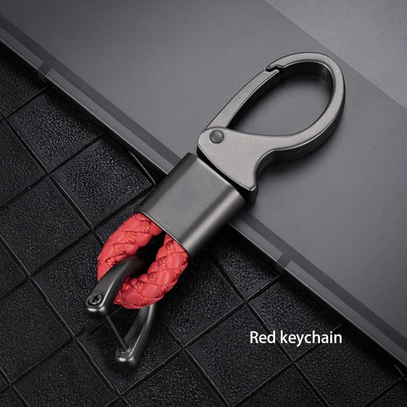 Metall-Schlüsselanhänger mit drehbarem gewebtem Seil, Moto-Schlüsselanhänger, Auto-Leder-Schlüsselanhänger, Mikrofaser-Kettenzubehör