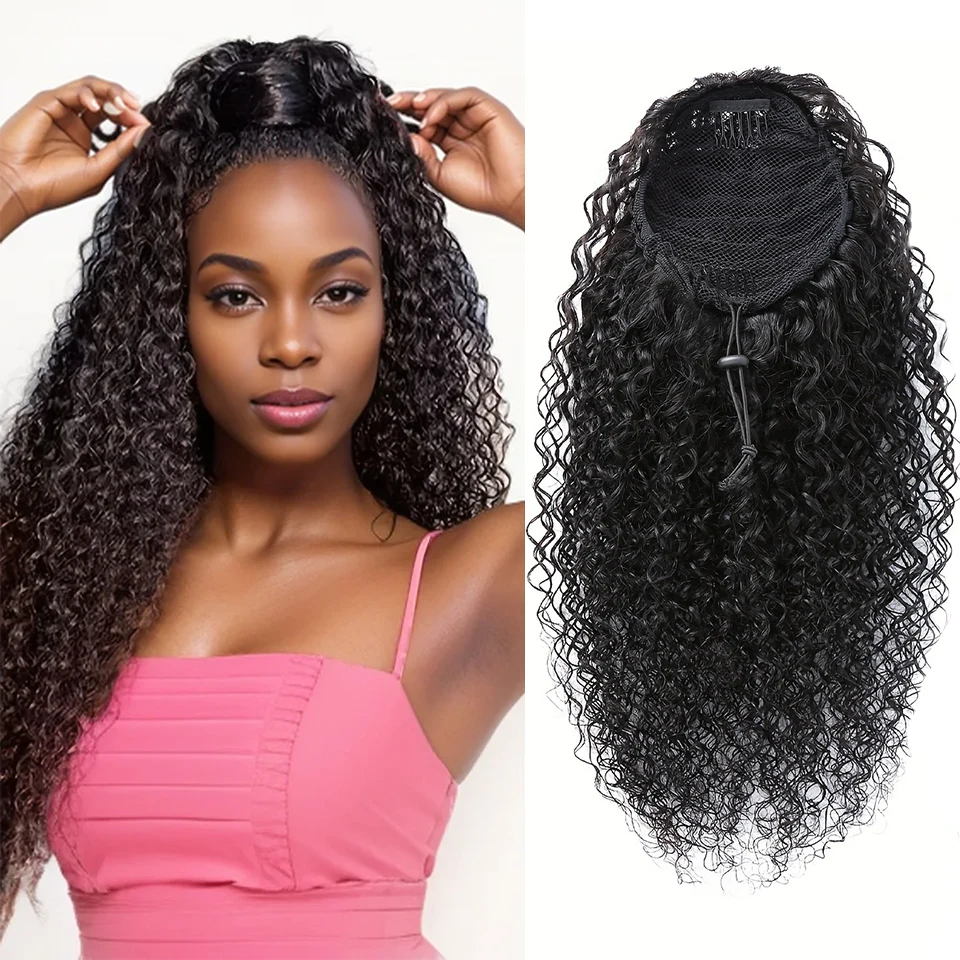 Kinky Curly Human Hair Ponytail Extensions Drawstring Curly Human Hair Ponytail Extensions Clip In Human Hair Extensions For Wom