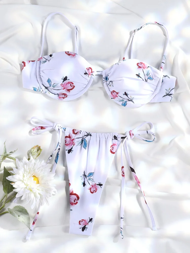 包帯ビキニセットプリント水着女性ビキニセクシーな水着ツーピースビキニローウエストビキニ 2026 夏ビーチウェア